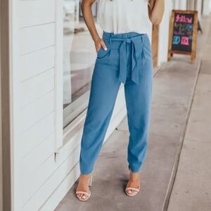 H&M Blue Paper Bag Waist Pants